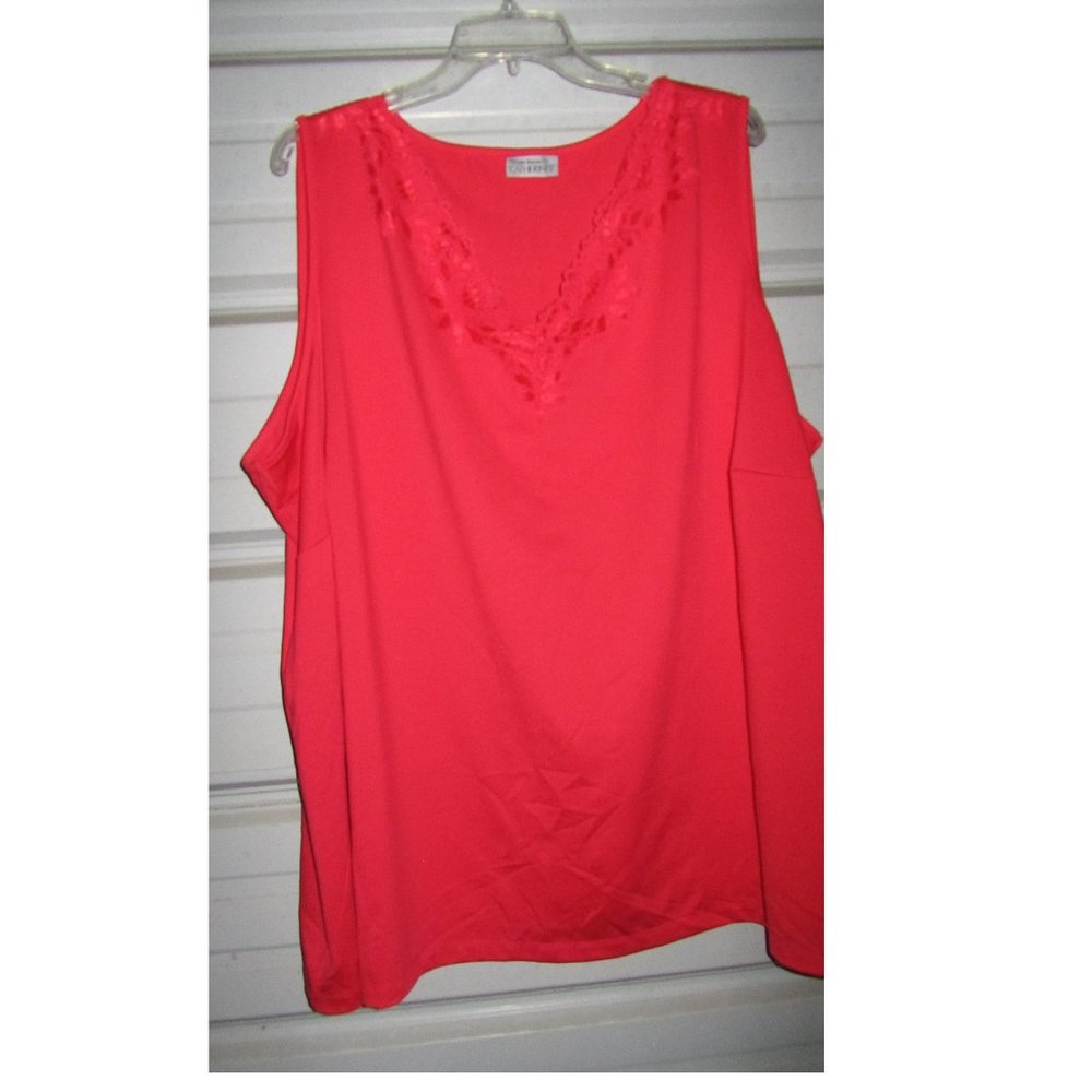 5X Plus Size Catherines Orange Cami top Tank shirt Womens w/lace
